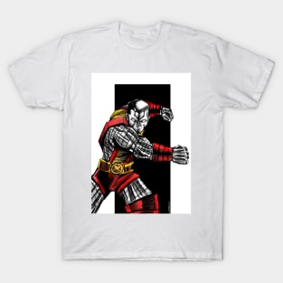 russian hero in metal skin armor ecopop art T-Shirt